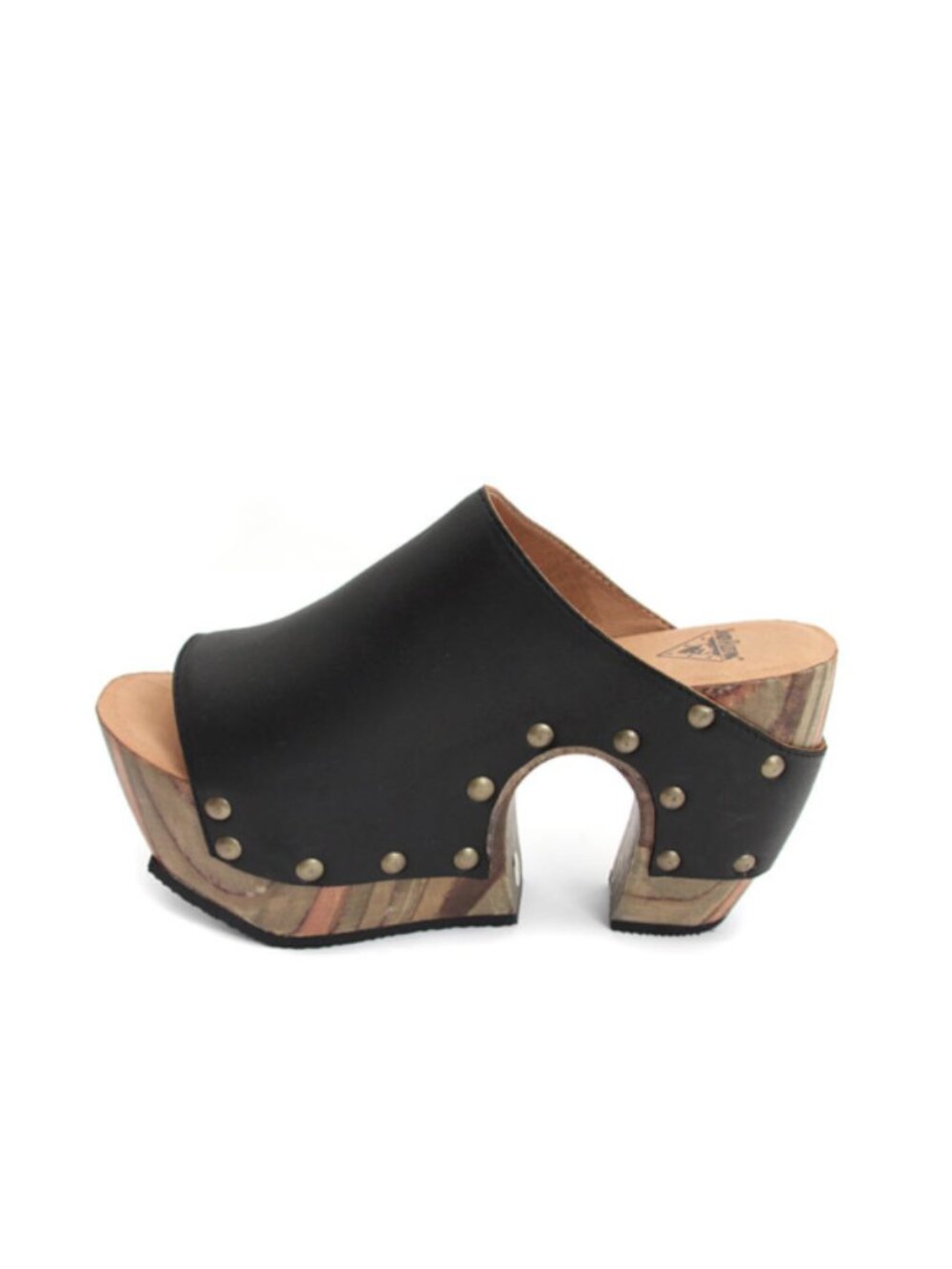 Arc Halfmoon By John Fluevog Leather Wood Platform Slip On 70s Retro Clog